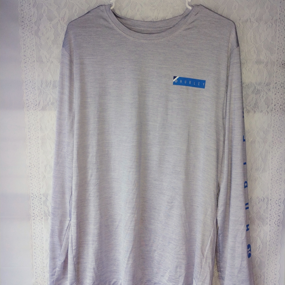 Hurley Light Gray Long Sleeve Shirt Sz M